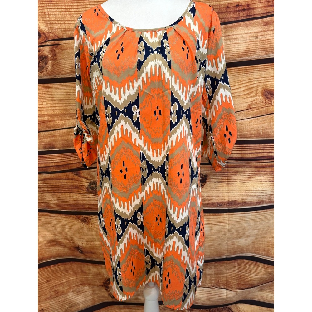 The Royal Standard Collection Womens U Neck Coral Shirt Dress Size M